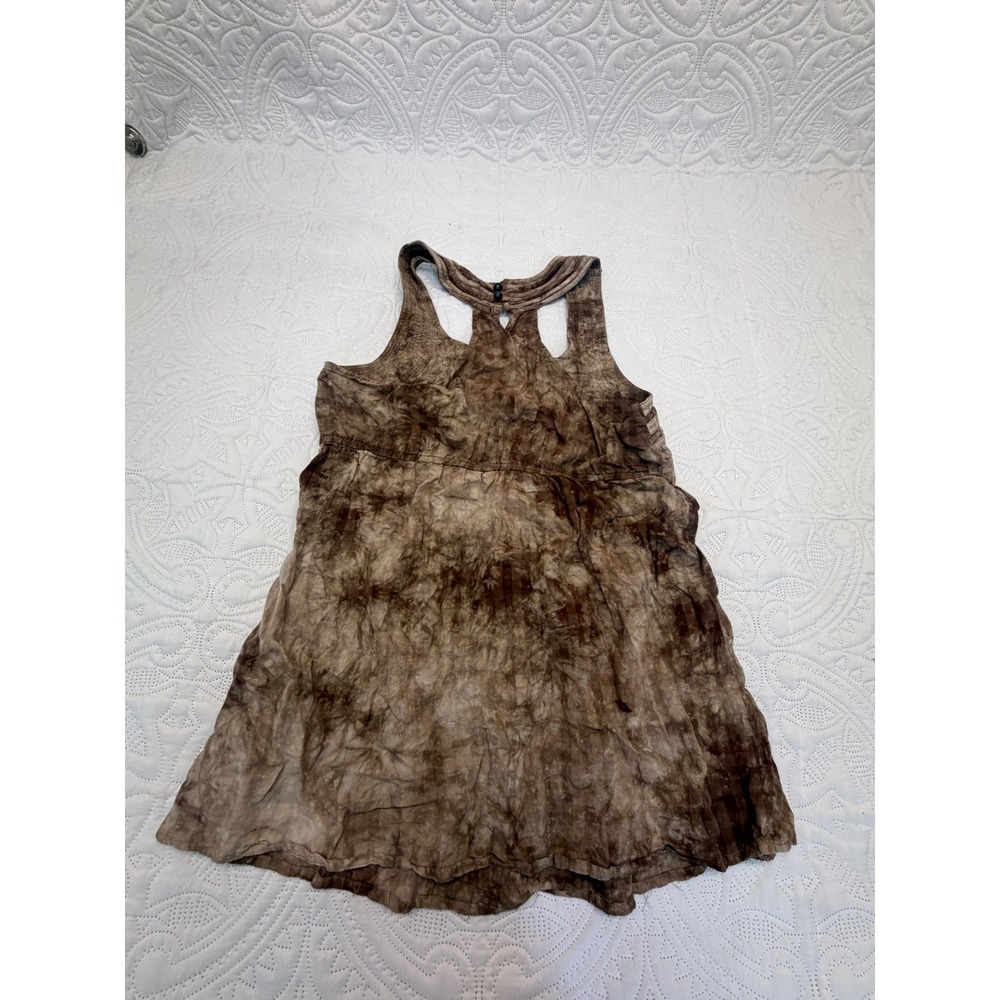 Mine Brown Acid Wash Racerback Tunic Top Sleeveless Boho Cotton TS3061 Large